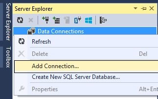Add Connection to Database in Server Explorer